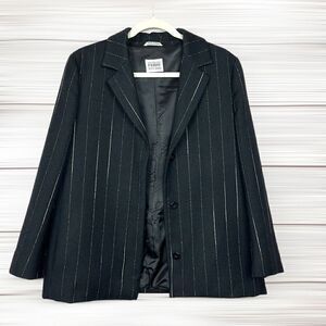 Gianfranco Ferre Studio Italy Wool Blazer Black Striped US 8